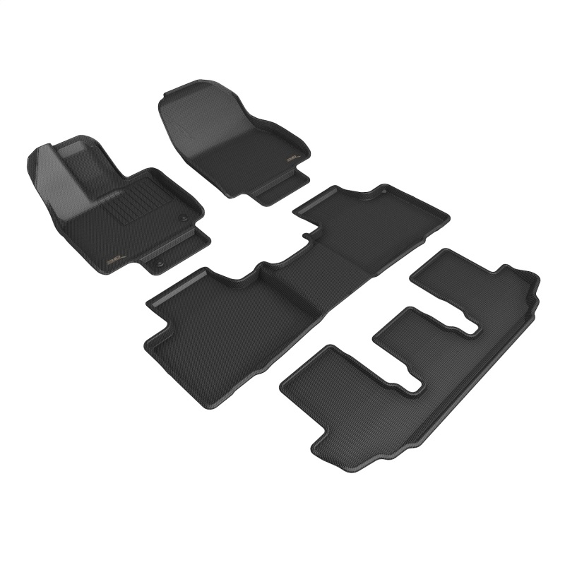 Toyota Highlander Floor Mat Set - 1st, 2nd, 3rd Row - 3D MAXpider - KAGU Series - Black - `20-`22 Toyota Highlander Floor Mat Set - 1st, 2nd, 3rd Row - 3D MAXpider - KAGU Series - Black - `20-`22